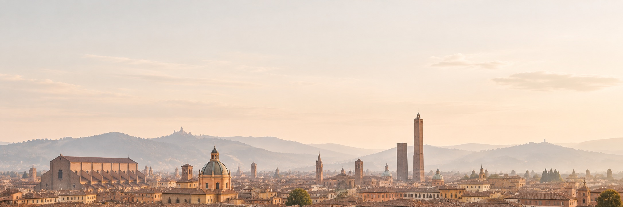 The rooftops of Bologna at sunset
